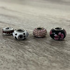 Set of Four Bead Charms Pandora-style charms